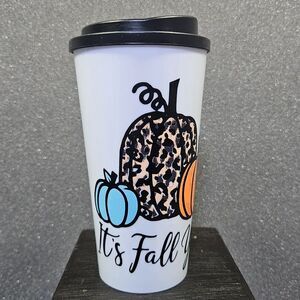 Fall travel coffee cup with lid